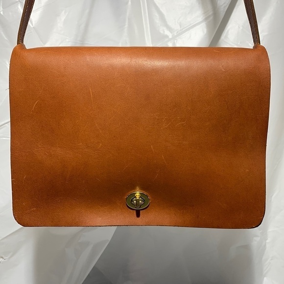 Jack Georges Cognac University Classic Crossbody Hand Bag with Twisting Lock - Picture 1 of 10